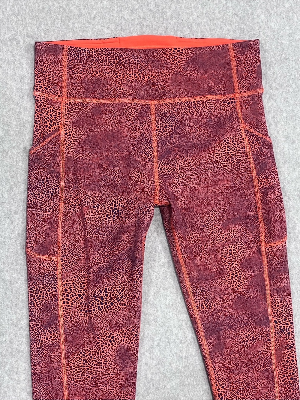 Lululemon W5CQOS Wunder Train High-Rise 25" Crackle Glaze Vintage Orange Size 12